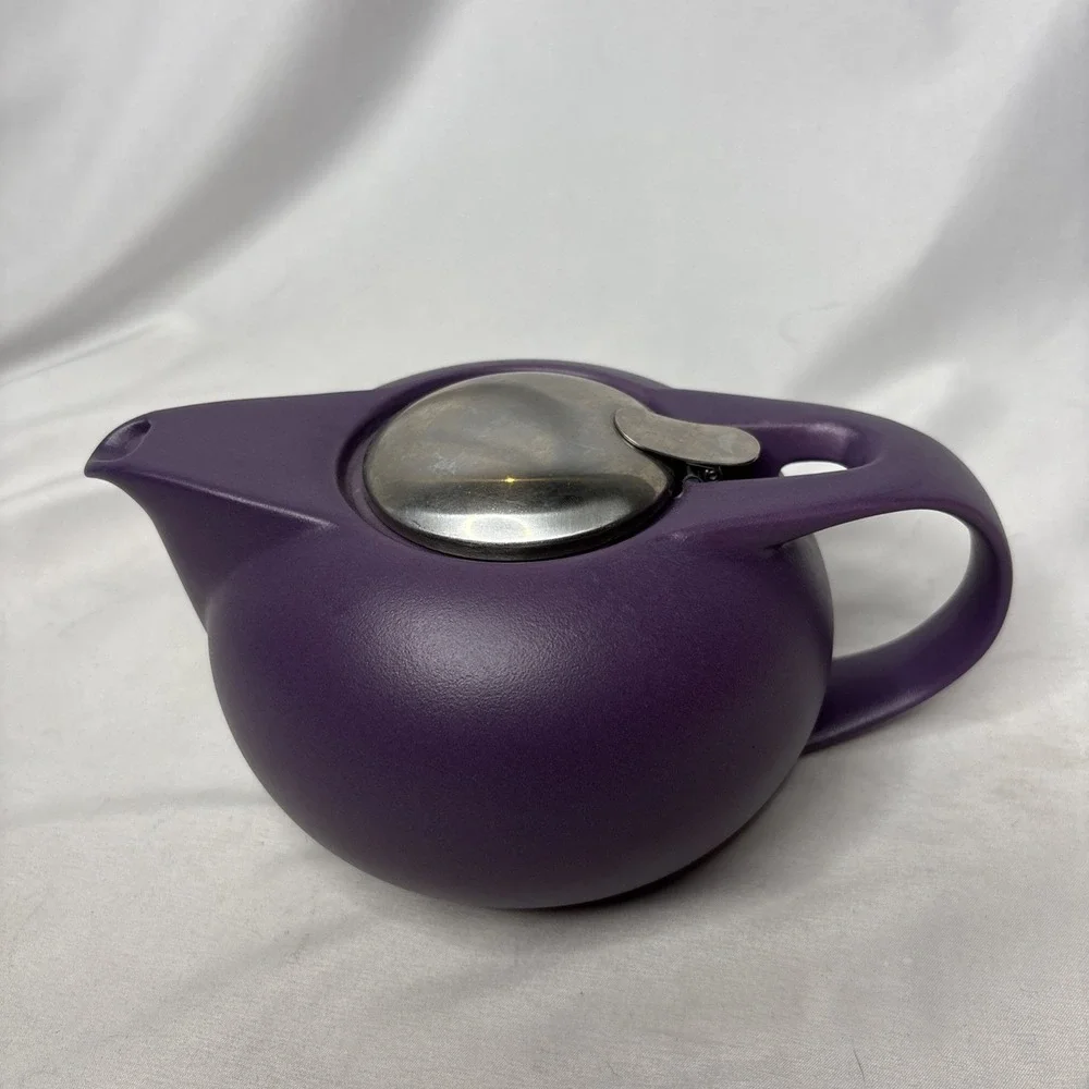 Zero Japan Ceramic Universal Teapot Purple Matte Finish Stainless Steel Lid Read